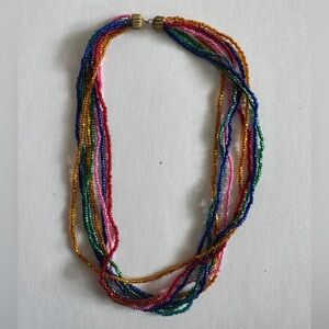 Vintage Multi-strand Multicolored Seed Beaded Necklace